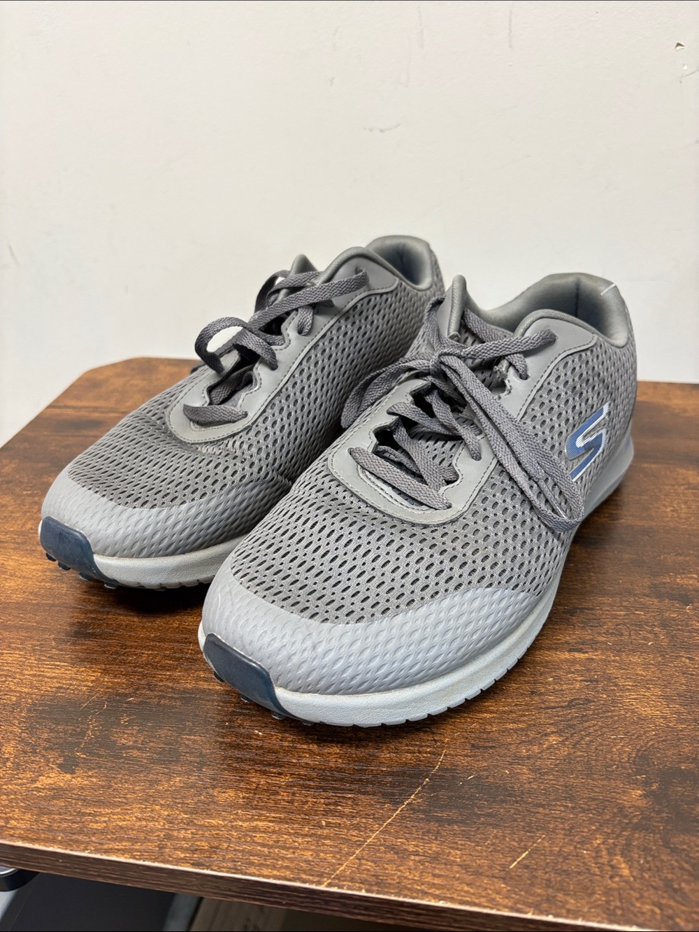 Skechers Gray Mesh Lace-Up Athletic Sneakers